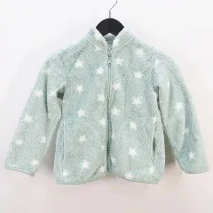 ユニクロ UNIQLO 長袖 フリース ジップアップジャケット 110 青系ブルー 星柄 総柄 サイドポケット ストレッチ 