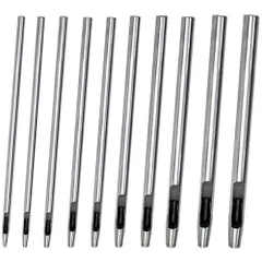 【在庫セール】10サイズセット ベルトパンチ ハトメ抜き 丸形 レザーパンチ スチール製 皮ポンチ 0.5mm/0.8mm/1mm/1.2mm/1.5mm/2.0mm/2.5mm/3mm/3.5mm/4mm 中空 円型 打ち具 穴あけポンチ ベルト 財布 革製