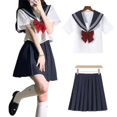 新品 [NOKIJP] セーラー服 本格制服 リボン白三本Ver.特集 jk コスプレ 半袖 長袖 大人 女子高生 制服 ランキング セーラー 服 コスチューム レディース 女装 ハロウィン 紺 黒 白 緑 人気 セーラー服 コスプレ