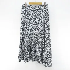 コムサ COMME CA ヒョウ柄 ミモレ丈 フレアスカート スカート 11 灰系 グレー 日本製 アシンメトリー 裏地