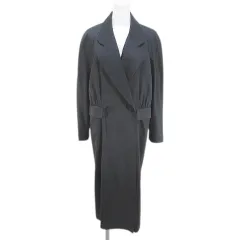 COUTURIERE Miya ロングコート 薄手 背抜き 灰系 グレー 日本製 ポケット 毛 ウール 裏地 無地