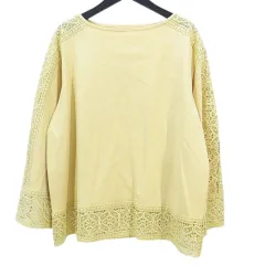 Zelal 元町ゼラール 長袖 カットソー プルオーバー M 黄色系 イエロー レース 