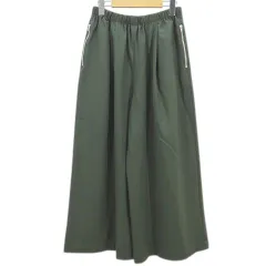 マカフィー MACPHEE トゥモローランド イージーパンツ ロング丈 34 緑系 グリーン サイドポケットファスナー 裏地付 無地