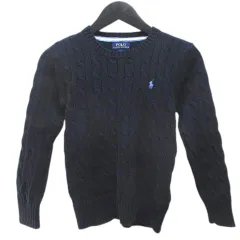 ポロ ラルフローレン POLO RALPH LAUREN 長袖 ニット セーター 7 紺系 ネイビー ポニー 刺繍 リブ キッズ 子供服