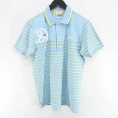 アンパスィ and per se ゴルフウェア ボーダー 半袖 ポロシャツ カットソー L ロゴ 文字 刺繍 プリント