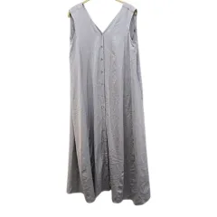 アーバンリサーチ URBAN RESEARCH ノースリーブ Vネック マキシワンピース ロング丈 Free 灰系 グレー 無地 光沢 タグ付