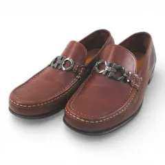 サルヴァトーレフェラガモ Salvatore Ferragamo ローファー ガンチーニ 革靴 ビット 6.5 EE ブラウン 茶系 レザー イタリア製