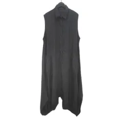 カーロ 4karo1 ノースリーブ ミモレ丈 ロンパース オールインワン 黒系 ブラック ストレッチ 無地 