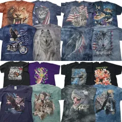 古着卸 まとめ売り アニマル 動物 半袖Tシャツ 16枚セット (メンズ XL ) ティラノサウルス タイダイ柄 ネコ 大判プリント 中古 古着 NE2587