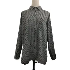 スプレイプレミアム SPRAY PREMIUM シャツ カジュアル スタンダード 総柄 長袖 F 茶 水色 ブラウン ライトブルー