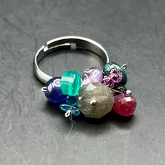 天然石 ルビー・サファイア・エメラルド 花束リング  316lサージカルステンレス フリーサイズリング fr747