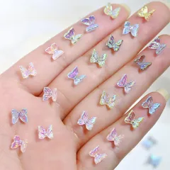 ラインストーン 3D ネイルパーツ 立体 100個のバタフライネイルラインストーン、ミックス＆マッチ