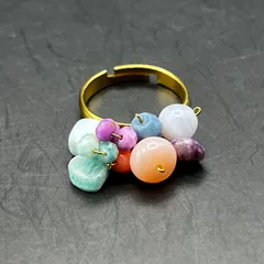 天然石 ミルキーな石たちの花束リング G316lサージカルステンレス fr748