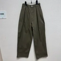 198 GU カーキ オリーブ ワイド タック パンツ S