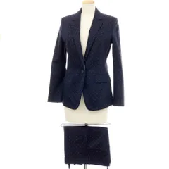 【中古】ポールスミス ブラック Paul Smith BLACK ストレッチコットン ドット 1つボタンスーツ セットアップ ネイビー【サイズ40】【レディース】