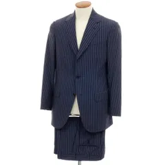 【中古】ベルベスト Belvest ウール ストライプ 3つボタンスーツ ネイビー【サイズ46 Drop 7R】【メンズ】のサムネイル