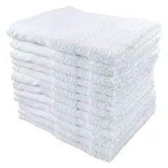 【人気商品】泉州タオル(Sensyu Towel) 使いやすい普通の白タオル(平地つき) 12枚セット 薄手 日本製 フェイスタオル 200匁 綿100% 業務用 飲食店 美容院 銭湯 まとめ買いのサムネイル