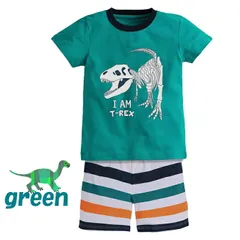 パジャマ 部屋着 上下セット 恐竜 半袖 短パン セットアップ 男の子 子供 夏服 保育園 綿100％ 全４色 110-150cm h862