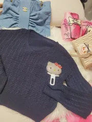 ハローキティ ブローチ POINT ネイビー ニット