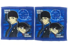 【中古】タオル・手ぬぐい 江戸川コナン＆赤井秀一(ブルー) ウォッシュタオル(2枚組) 「名探偵コナン」