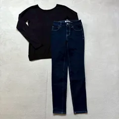 【まとめ売り】2点セット AZUL by moussy アズール スキニーデニムジーンズ Vネックニットセーター 小さいサイズ レディースXXS S