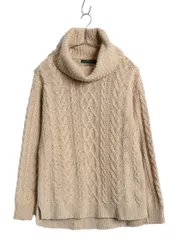 【お得なクーポン配布中!】 ローレン ラルフローレン タートルネック ケーブル ニット セーター レディース M / コットン アクリル ハイネック 無地 きれいめ ベージュ