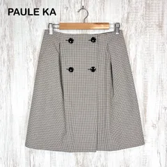 PAULE KA ポールカ ラップ風 チェック 総柄 膝丈 スカート ベージュ レディースのサムネイル