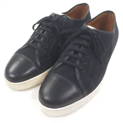 美品□John Lobb ジョンロブ Levah レヴァ スウェードレザー レザー ローカットスニーカー ダークネイビー 7.5 イタリア製 メンズ 美品□John Lobb ジョンロブ Levah レヴァ スウェードレザー レザー