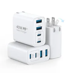 合計40W PD充電器 3個セット タイプC 急速充電器 折畳み式 GaNIII技術 超低温 PSE技術基準適合 4ポート USB コンセント 4台同時充電 iPhone iPad Android対応 白色so