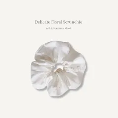 フラワー パータン シャーリング シュシュ ヘアゴム