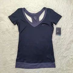 未使用 Nike ナイキ 半袖Tシャツ M DRI-FIT ツートンカラー バックプリント ブラック×グレー スポーツウェア フィットネス トレーニング ダンス 404788 タグ付き レディース 婦人