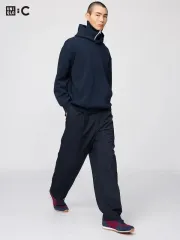 ユニクロ U 484662 タック ワイド テーパード パンツ ネイビー M