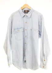 ダブルアールエル RRL 90s 三ツ星タグ メタルボタン デニムシャツ 長袖シャツ ブルー LLサイズ 103MT-4222