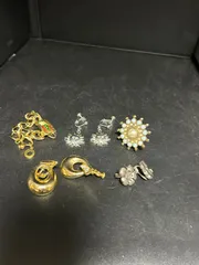 【中古】 アクセサリー まとめ売り 金属 ゴールド シルバー イヤリング ブローチ ネックレス セット