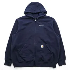 carhartt ルーズフィット ジップパーカー XL ネイビー LOOSE FIT フロントポケット RAIN DEFENDER 企業ロゴ TS0614