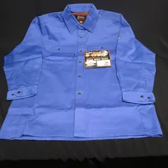【新品】ジーベック Xebec M 長袖シャツ ブルー色 2074 綿100% 作業着 作業服 ワークシャツ 秋冬物  mc26201▲のサムネイル