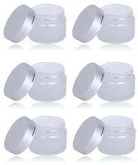 Chocople クリーム容器 遮光瓶 ガラス 詰替え 6個 セット 内蓋付き シルバー (50g) [50g]