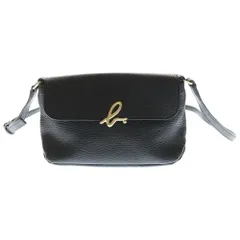 agnes b. (アニエスベー) 牛革 ロゴプレート レザーショルダーバッグ ブラック IS12F-08