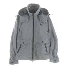 BURBERRY BLACK LABEL (バーバリー ブラックレーベル) ロゴ刺繍 フーデッド ジップアップ スウェット ジャケット グレー