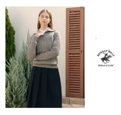 バーバリーヒルズ ポロクラブ ハーフジップ ケーブル編み ニット 新品