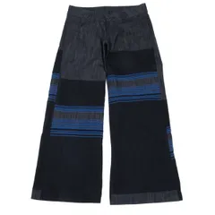イッセイミヤケISSEY MIYAKE A.POC INSIDE ラインジャガード切替ワイドデニム インディゴ3のサムネイル