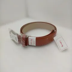 Color biz メンズレザーベルト 牛革使用 オレンジカラー ウエストサイズ100cm対応 シンプルバックル カジュアル ビジネス 紳士用ベルト ファッション小物 未使用 260402-1A