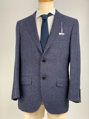 新品 定価7.59万円 特価セール SALE ジャケット スーツ 英国ブランド 高級ブランド AB5 M 毛 ウール シルク  ブルー チェック ビジネス カジュアル 2ボタン メンズ 百貨店 高級生地 春 秋 夏 冬 オールシーズン サイドベント 398-1