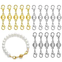 ネックレス マグネット留め具 磁気クラスプ エンドパーツ 延長用金具 ゴールド+シルバー+白?色 簡単装着 ジュエリー用 DIY クラフト ハンドメイド ブレスレット対応 15個セット 6mm 0