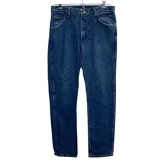 メキシコ製 Wrangler デニムパンツ W34 インディゴブルー ラングラー ジップアップ 革パッチ アメカジ デニム ジーンズ 2604-24