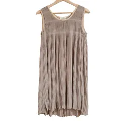 Lois CRAYON(ロイスクレヨン) ワンピース サイズM レディース ベージュ ノースリーブ/ロング丈/プリーツ