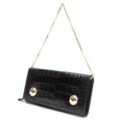 極美品✨MAX MARA マックスマーラ クロコ型押し チェーンウォレット 