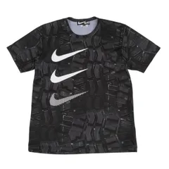 ブラックコムデギャルソン×ナイキBLACK COMME des GARCONS×NIKE ポリスウッシュプリントTシャツ 黒M