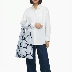 新品 マリメッコ marimekko エコバッグ 買い物袋 スマートバッグ Unikko ウニッコ ライトブルー ブラック オフホワイト 95570 095570 159 北欧雑貨 北欧デザイン