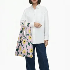 新品 マリメッコ marimekko エコバッグ 買い物袋 スマートバッグ Unikko ウニッコ グリーン ライトピンク イエロー 95570 095570 246 北欧雑貨 北欧デザイン